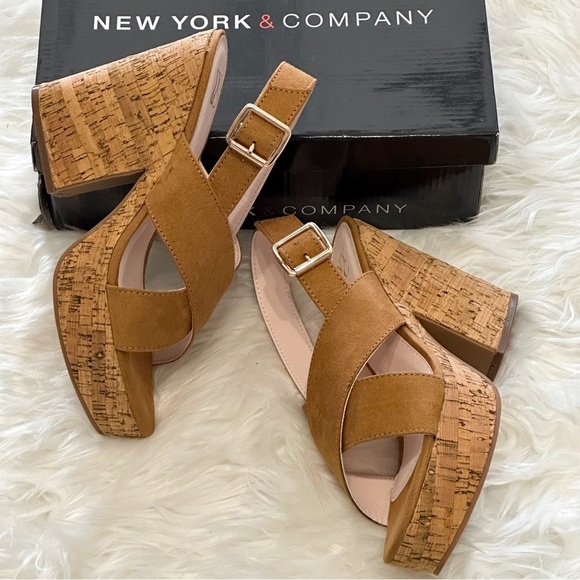 New York & Company Aislinn Cognac Platform Heel Size 9.5 - Picture 8 of 8